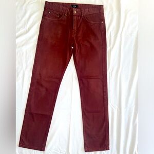 BOSS men Burgundy brown brick straight jeans luxury Italian stretch vintage